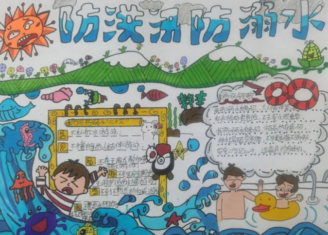 一二三年级防溺水手抄报的画