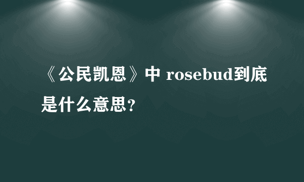 《公民凯恩》中 rosebud到底是什么意思？