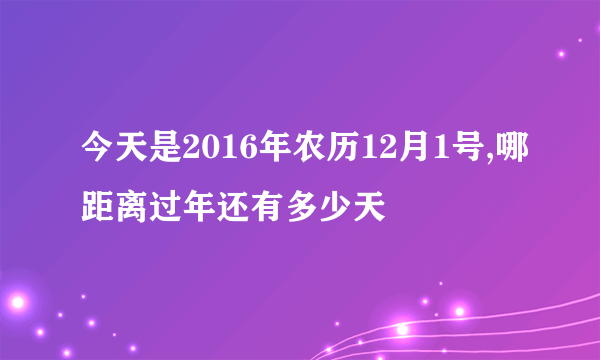 今天是2016年农历12月1号,哪距离过年还有多少天