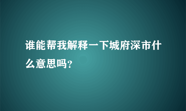 谁能帮我解释一下城府深市什么意思吗？