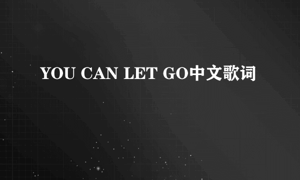 YOU CAN LET GO中文歌词