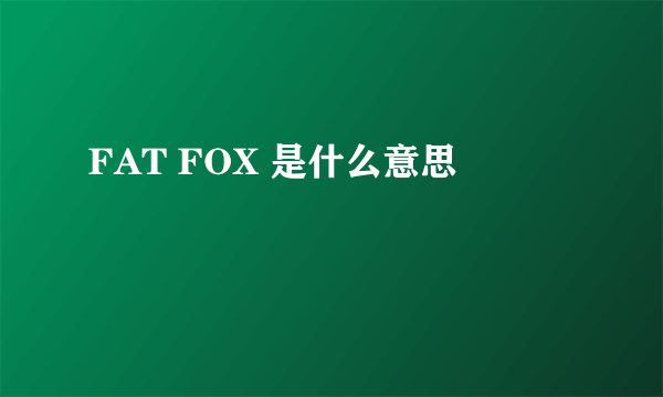 FAT FOX 是什么意思