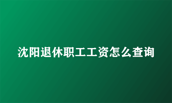 沈阳退休职工工资怎么查询