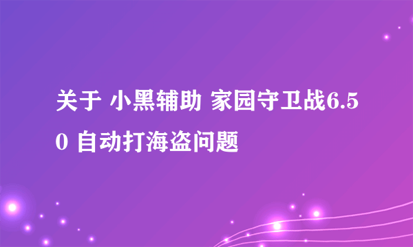 关于 小黑辅助 家园守卫战6.50 自动打海盗问题