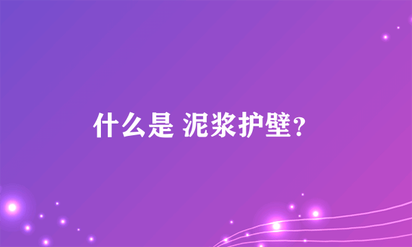 什么是 泥浆护壁？
