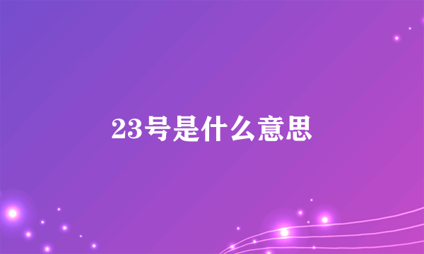 23号是什么意思
