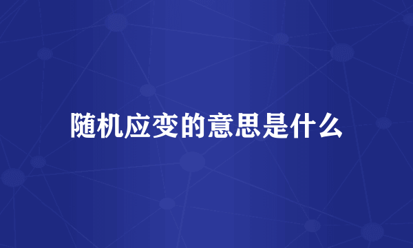 随机应变的意思是什么
