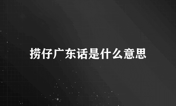 捞仔广东话是什么意思