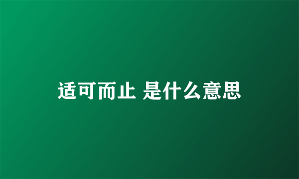 适可而止 是什么意思