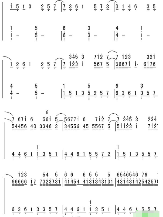 卡农钢琴曲双手简谱