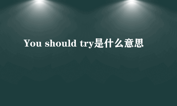 You should try是什么意思