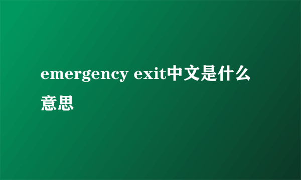 emergency exit中文是什么意思