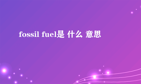 fossil fuel是 什么 意思