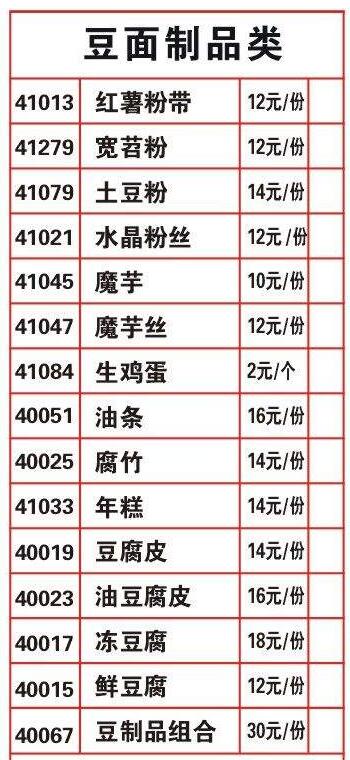 海底捞火锅菜单