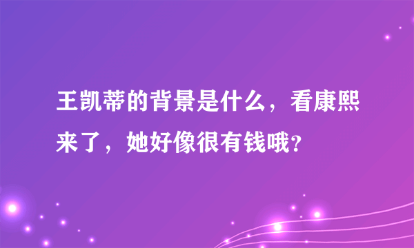 王凯蒂的背景是什么，看康熙来了，她好像很有钱哦？
