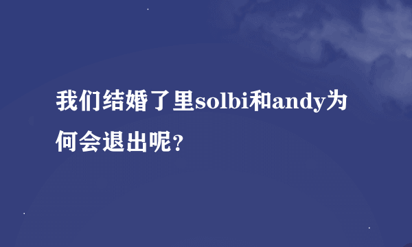 我们结婚了里solbi和andy为何会退出呢？