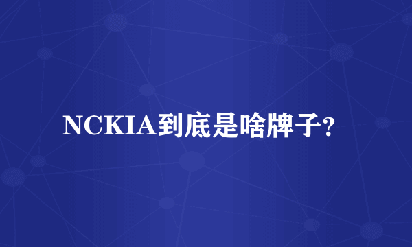 NCKIA到底是啥牌子？