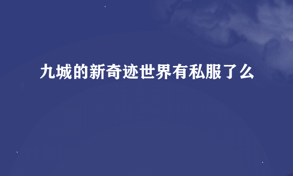 九城的新奇迹世界有私服了么