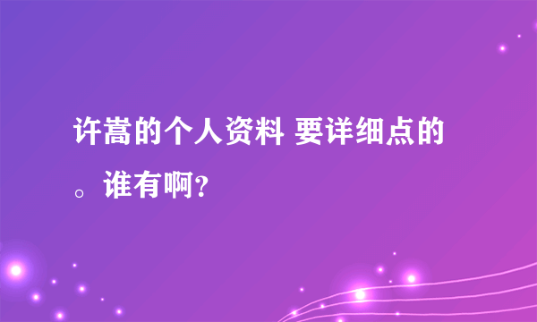 许嵩的个人资料 要详细点的。谁有啊？