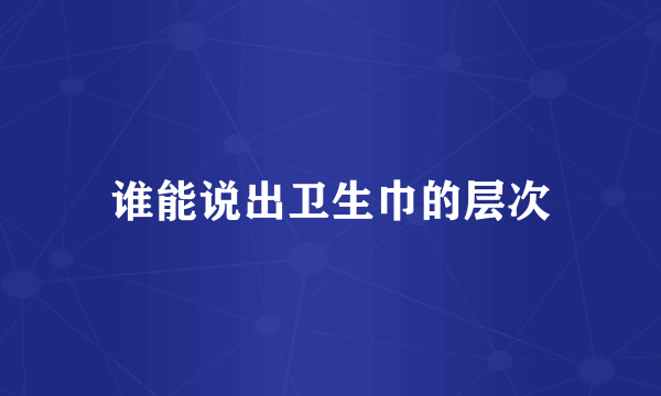 谁能说出卫生巾的层次