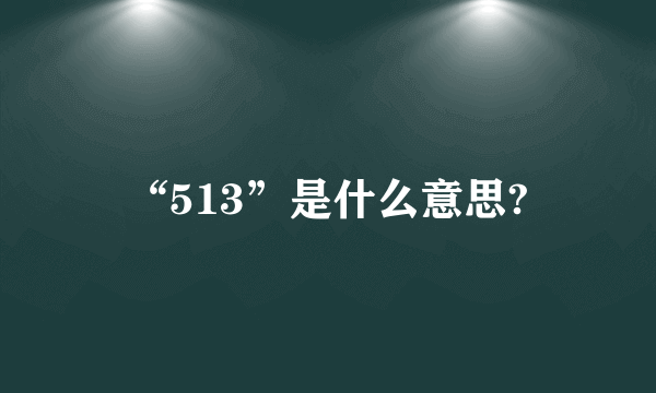 “513”是什么意思?