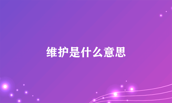 维护是什么意思