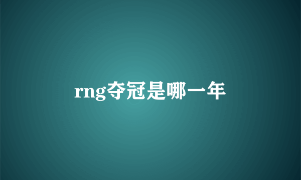 rng夺冠是哪一年