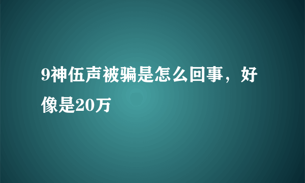 9神伍声被骗是怎么回事，好像是20万