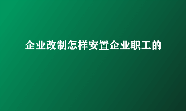 企业改制怎样安置企业职工的