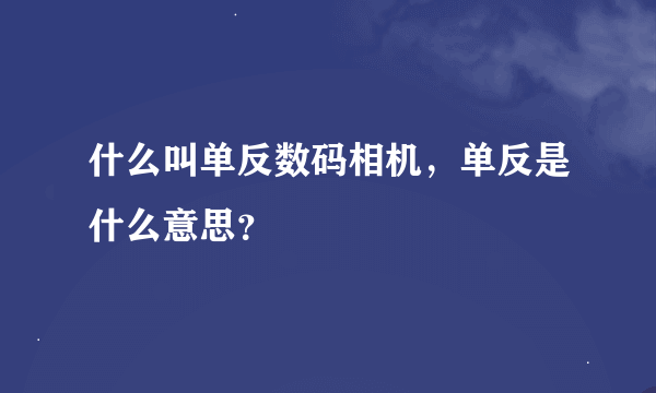 什么叫单反数码相机，单反是什么意思？