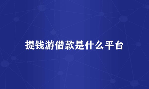 提钱游借款是什么平台