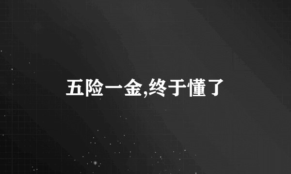 五险一金,终于懂了