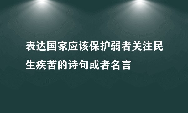 表达国家应该保护弱者关注民生疾苦的诗句或者名言
