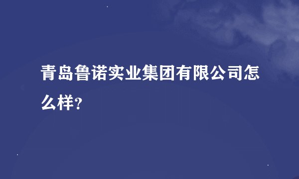 青岛鲁诺实业集团有限公司怎么样？