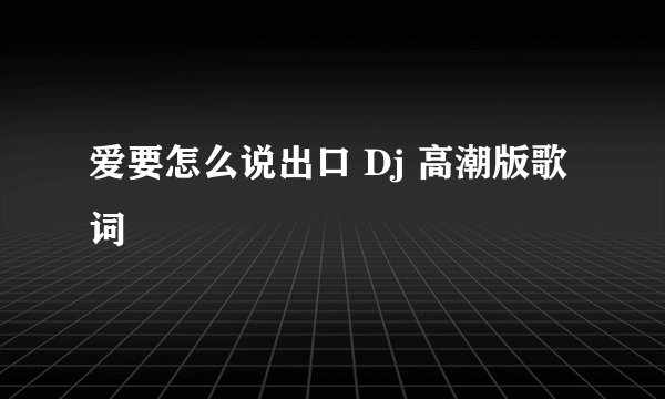 爱要怎么说出口 Dj 高潮版歌词