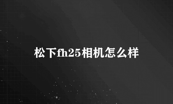 松下fh25相机怎么样