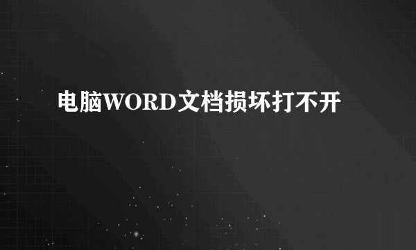 电脑WORD文档损坏打不开
