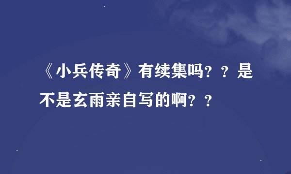 《小兵传奇》有续集吗？？是不是玄雨亲自写的啊？？