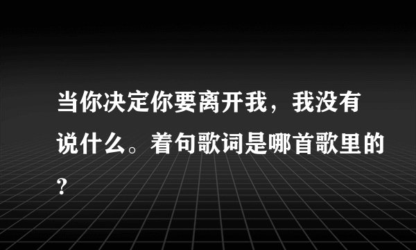 当你决定你要离开我，我没有说什么。着句歌词是哪首歌里的？