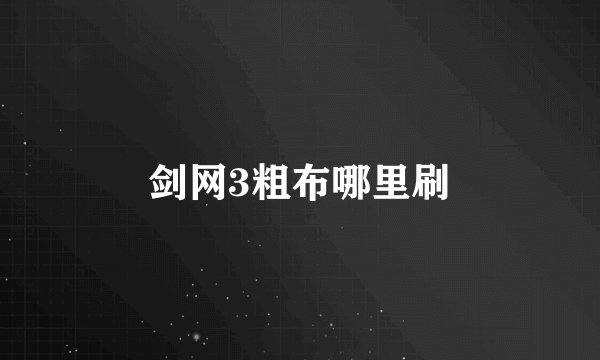 剑网3粗布哪里刷