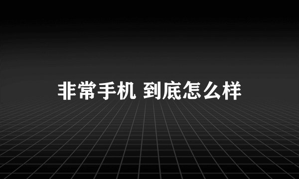 非常手机 到底怎么样