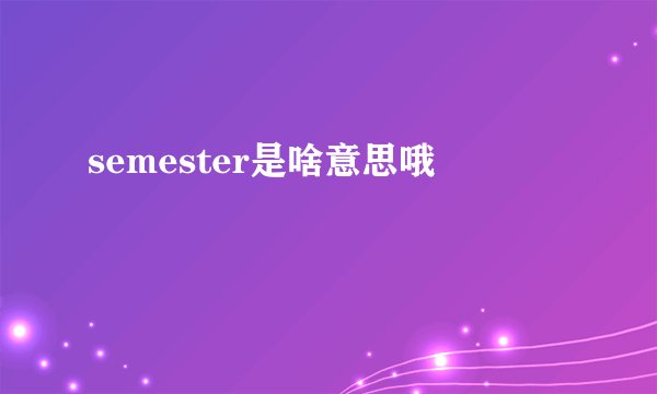 semester是啥意思哦