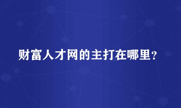 财富人才网的主打在哪里？