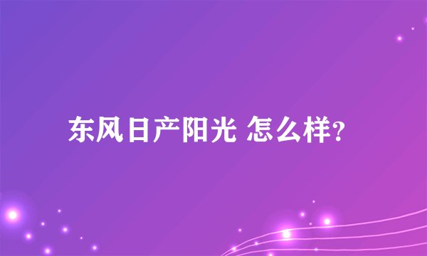 东风日产阳光 怎么样？