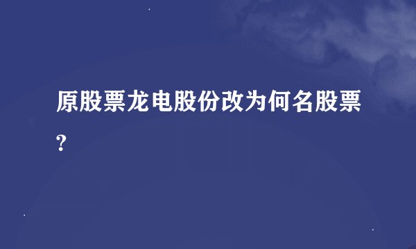 原股票龙电股份改为何名股票?