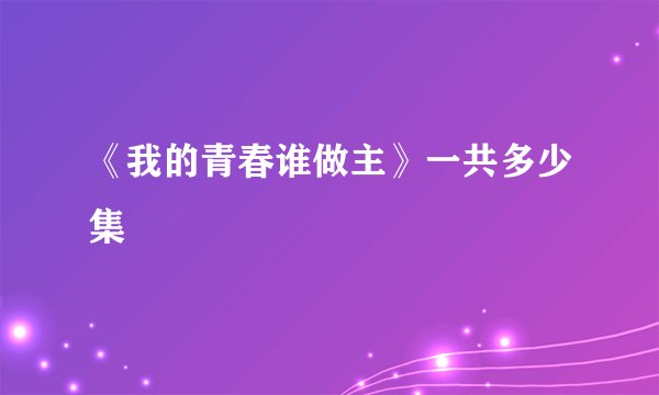 《我的青春谁做主》一共多少集