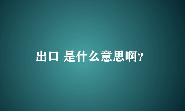 出口 是什么意思啊？