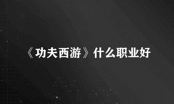 《功夫西游》什么职业好