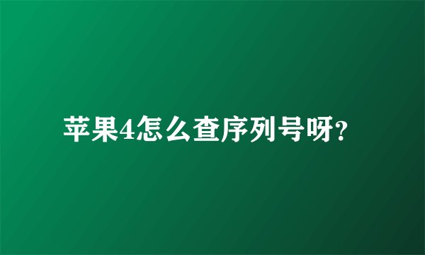 苹果4怎么查序列号呀？