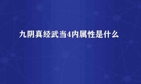 九阴真经武当4内属性是什么